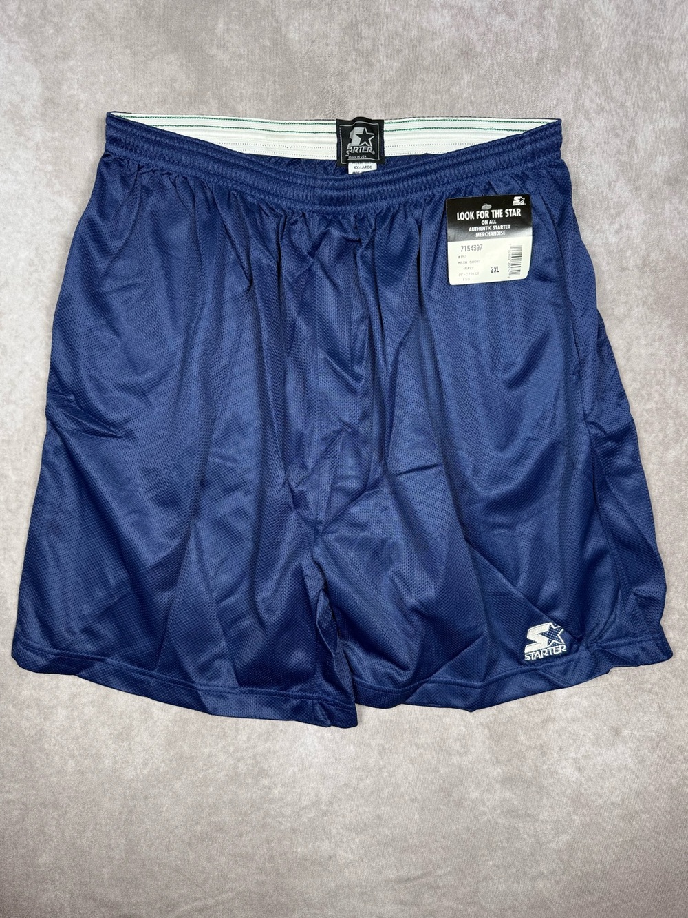 Vintage Starter Shorts Men 2XL Navy Blue Mesh Athletic Elastic Drawstring USA